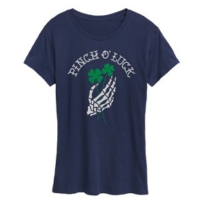 Women's - Instant Message - St. Patrick's Day Pinch Of Luck Skeleton Short Sleeve Graphic T-Shirt - 1 of 4