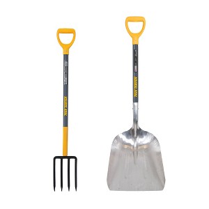 2-Piece Garden Tool Set with D-Handle Scoop Shovel and Manure Fork for Mulching and Yard Work - True Temper - 1 of 4