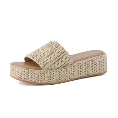 CUSHIONAIRE KUDOS Women’s Platform Sandals – Wedge Sandals for Women, Comfortable Slip-On Shoes, Dressy Summer Sandals with Cushioned Footbed