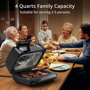 7-in-1 Indoor Smokeless Grill Air Fryer Combo, Contact Grill with Non-Stick Removable Plates, Viewing Window, Family 4QT Electric Grill - 1 of 4