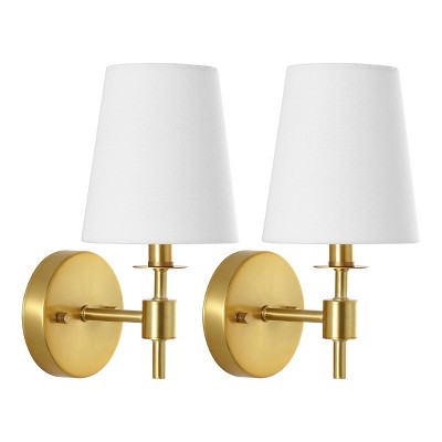 Dalany 7" Brass and White Wall Sconce Set