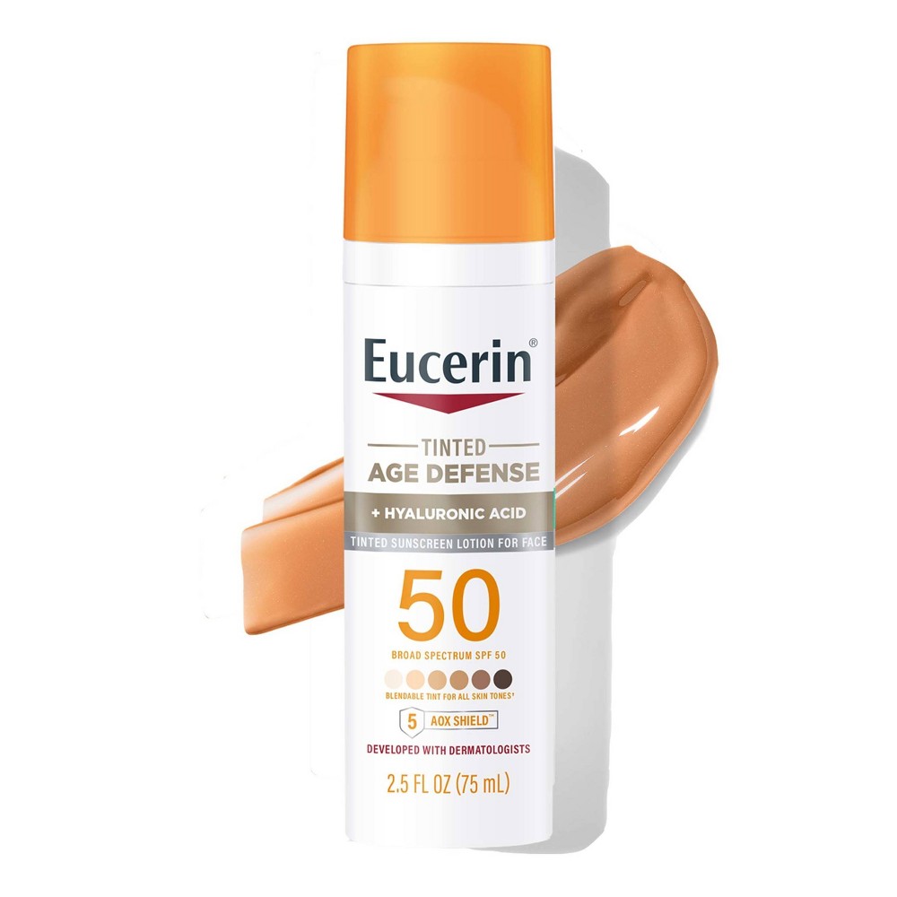 Photos - Sun Skin Care Eucerin Age Defense Face Sunscreen Tinted Lotion - SPF 50 - 2.5 fl oz 