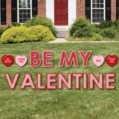 Big Dot of Happiness Conversation Hearts - Yard Sign Outdoor Lawn Decorations - Valentine's Day Party Yard Signs - Be My Valentine