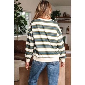 Stripe Crew Neck Drop Shoulder Pullover Sweatshirt - 1 of 1