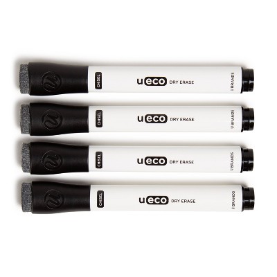 U Brands 4pk Dray Erase Markers Chisel Tip Black