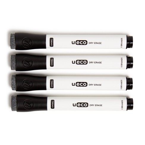 U Brands Low Odor Dry Erase Markers with Erasers, Medium Point, Black,  12-Count - 2922U00-12 : : Office Products