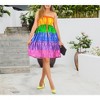 HAPPY BAY Women's Summer Boho Halter Smocked Mini Flowy Beach Dress Tube Top Strapless for Women One Size Multicolored, Multi-Stripe - 2 of 4