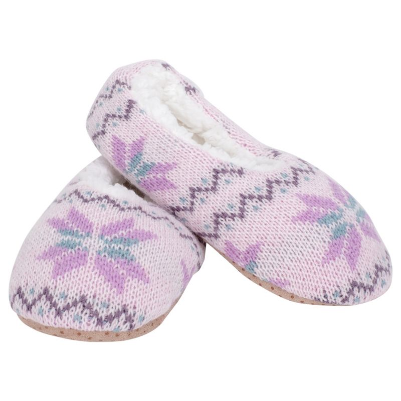 Elanze Designs Lilac Purple Nordic Snow Womens Plush Lined Cozy Non Slip Indoor Soft Slippers - Large, 1 of 7