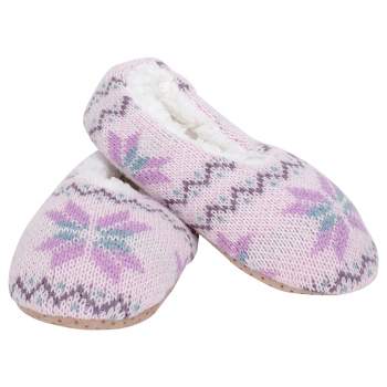 Elanze Designs Lilac Purple Nordic Snow Womens Plush Lined Cozy Non Slip Indoor Soft Slippers - Large