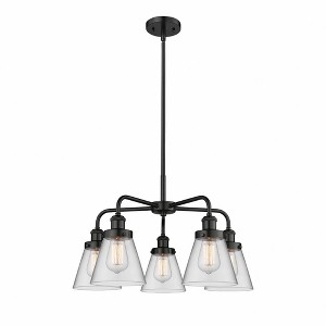 Cone - 5 Light Stem Hung Chandelier In Art Deco Style-14.75 Inches Tall and 24.25 Inches Wide - 1 of 1