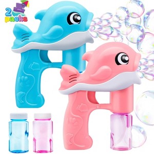 Joyfy 2 Pack Bubble Blaster Kit for Kids, Whale Automatic Bubble Machine with Solutions, Bubble Guns Toy for Kids Birthday, Outdoor & Indoor Play - 1 of 4