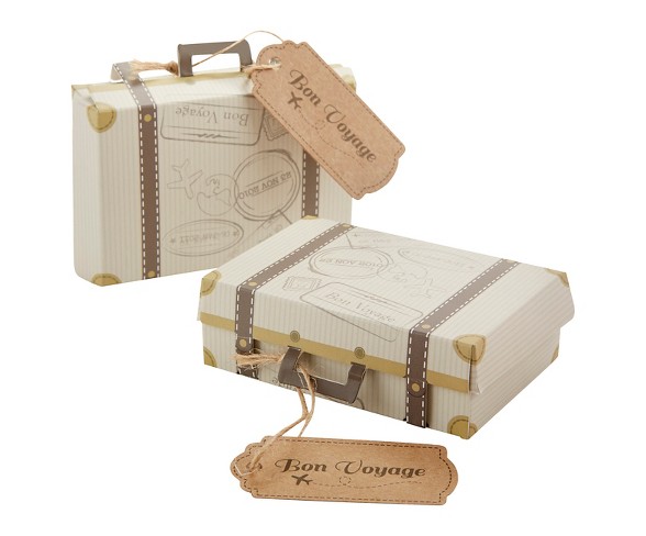 24ct Kate Aspen "Bon Voyage" Vintage Suitcase Favor Box