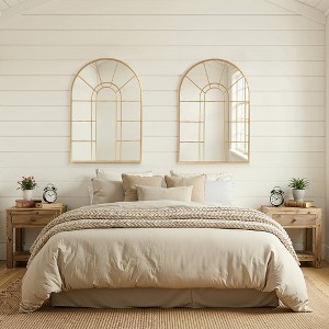 Spassway Arched Window Pane Decorative Mirrors Metal Frame Wall Mounted Vanity Mirror for Living Room Bedroom Entryway Black/Gold - 1 of 4