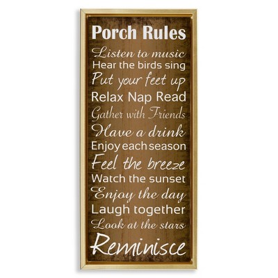 Stupell Industries Porch Rules Country Rustic, 11" x 25"