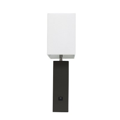 Lexington 21" Black Leather Base Modern Nightstand Lamp with USB Port