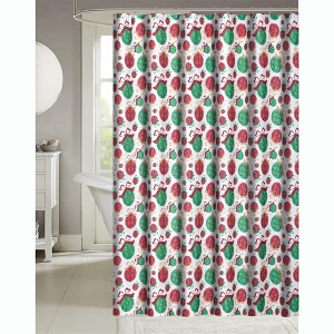 Kate Aurora Holiday Living Sparkle Christmas Ornaments Fabric Shower Curtain - 1 of 1