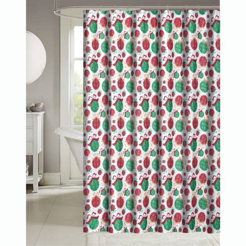 Kate Aurora Holiday Living Sparkle Christmas Ornaments Fabric Shower Curtain - image 1 of 1