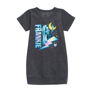 - Mattel - Frankie Blue Bolt Graphic Short Sleeve Fleece Dress - 1 of 3
