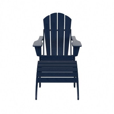 WestinTrends Malibu HDPE Outdoor Patio Folding Poly Adirondack Chair with Ottoman (2-Piece Set)