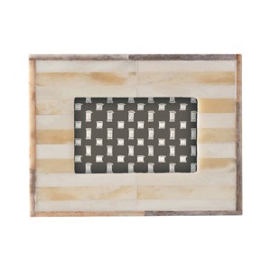 Storied Home Handmade Two-Tone Bone & MDF Photo Frame, Natural (Holds 2" x 3" Photo) - 1 of 2