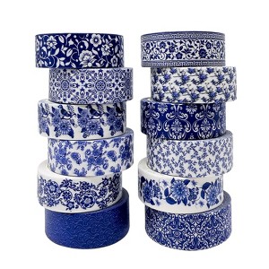 Wrapables Blue and White Porcelain Vintage Floral Chinoiserie Washi Tape Set for DIY, Arts and Crafts, Scrapbooking, Gift Wrapping (12 Rolls) - 1 of 4