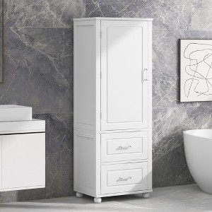 61.4"H Bathroom Storage Cabinet with 2 Drawers and Adjustable Shelf, Freestanding Storage Cabinet with 2 Doors 4S - ModernLuxe - 1 of 4