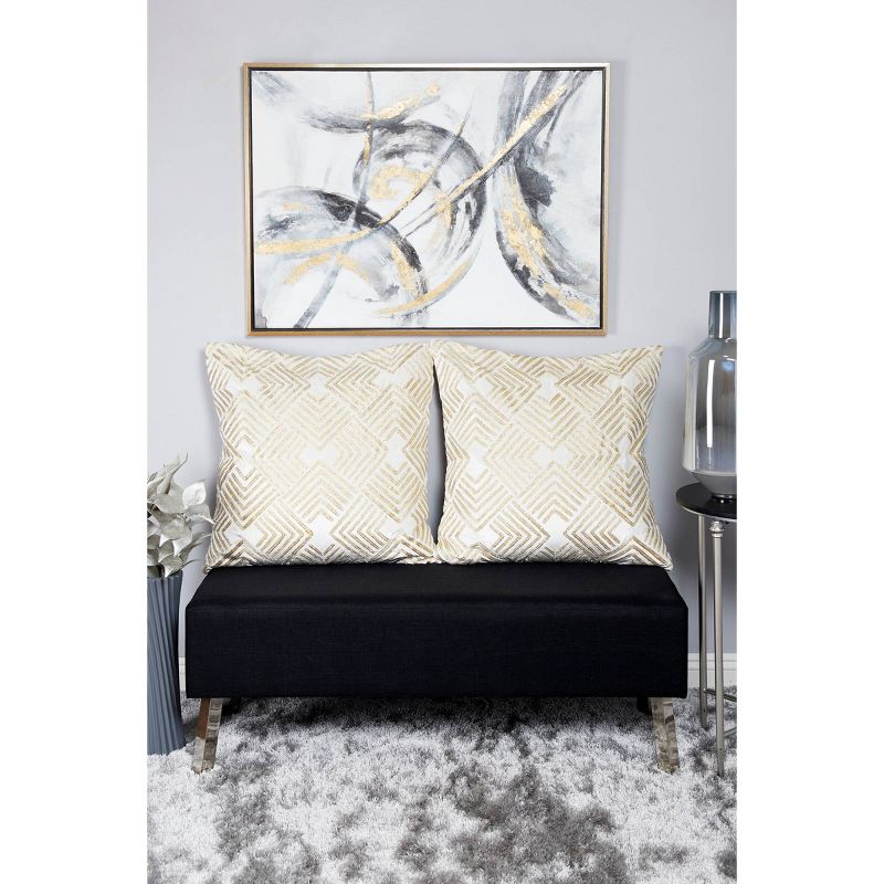 Contemporary Canvas Abstract Framed Wall Art with Gold Frame Gold - CosmoLiving by Cosmopolitan, 3 of 23