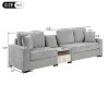 Christopher Knight Home Yira 111.8'' Modern 3-Seater Chenille Upholstered Sectional Sofa with Console, Storage Armrest and Pillows - 3 of 4