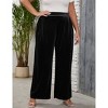 Women's Plus Size Velvet Wide Leg Pants High Waisted Loose Trousers - 3 of 4