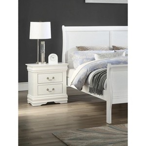 PAGED Wood Nightstand Storage Bedside Table Transitional Style End Side with Brass Hanging Pulls and Bracket Feet for Bedroom - 1 of 4