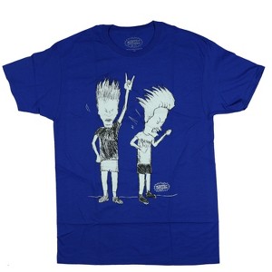 Seven Times Six Beavis and Butt-Head Shirt Men's Rocking Out Short Sleeve Graphic Tee Blue - 1 of 4