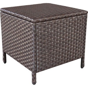 Lviden Outdoor PE Wicker Side Table with Storage - 1 of 4