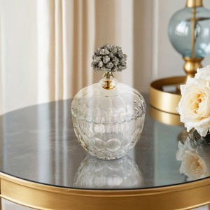 Glass and Crystal Decorative Jar with Modern Ornamental Lid - Textured Art Design - Stylish Contemporary Casual Home Décor - 8" Clear - 1 of 4