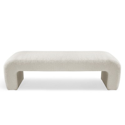 Lily 60" Cream Boucle Waterfall Upholstered Bedroom Bench