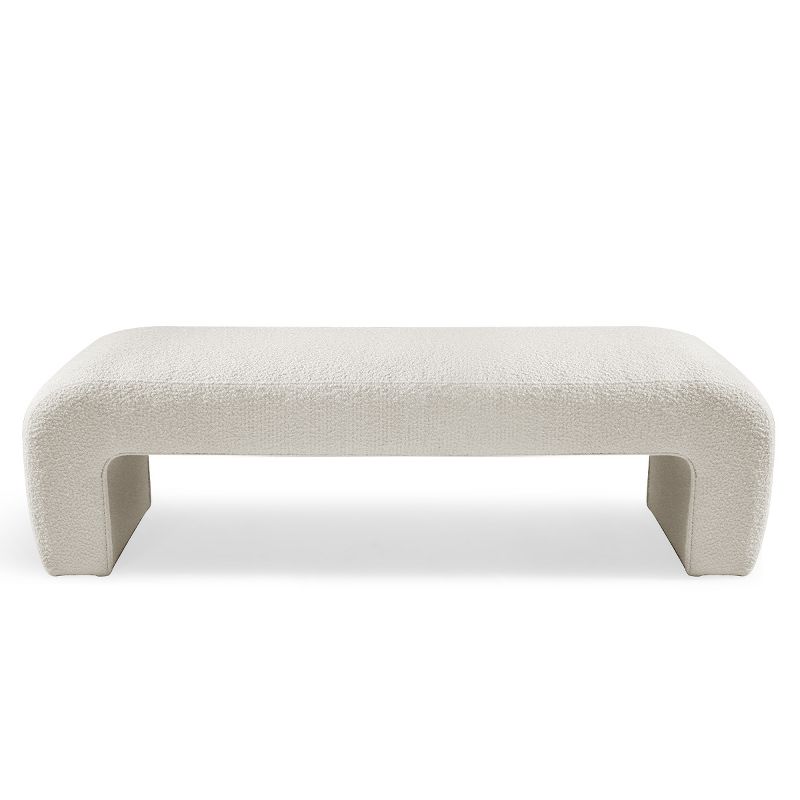 Lily 60" Boucle Look Large Bedroom Waterfall Upholstered Bench-Maison Boucle, 3 of 10