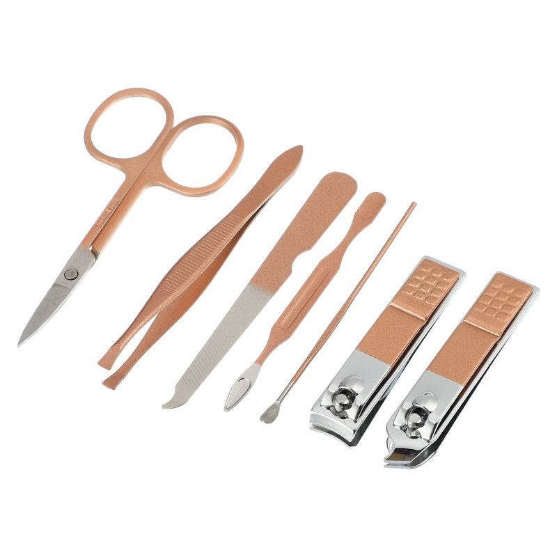 Unique BargainsStainless Steel Manicure Nail Clippers Pedicure Tools Rose Gold Tone 7 in 1 Set, 3 of 7