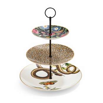 Spode Creatures of Curiosity 3-Tier Cake Stand, Top: 6in - Middle: 8in - Bottom: 10.5in