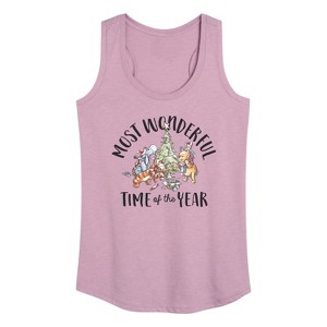 Women's - Winnie the Pooh - Christmas Most Wonderful Time of the Year Graphic Racerback Tank - 1 of 4