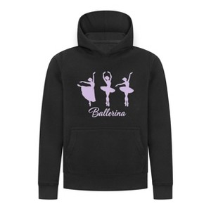 Everyday Kids Ballerina Girls Pullover Hoodie – Purple Dancer Silhouette Ballet Sweatshirt - 1 of 4