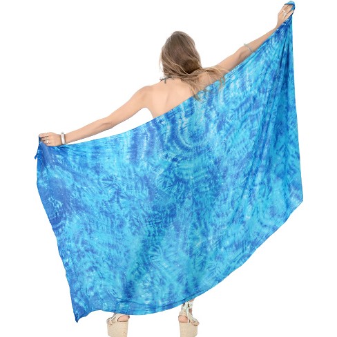 LA LEELA Women's Beachwear Bathing Suit Beach Bikini Summer Sarong Wrap Swimwear Cover Up One Size Royal Tie Dye - image 1 of 4