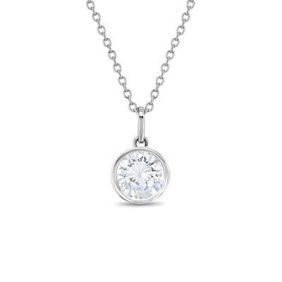 Girls' Birthstone Cubic Zirconia Sterling Silver Necklace - In Season Jewelry