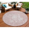 Pink Blush And Ivory Abstract Washable Indoor Outdoor Area Rug - 2 of 4