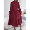 Women's Long Sleeve Dress Button Down Flowy Fall Ruffle Maxi Holiday Dresses - 4 of 4