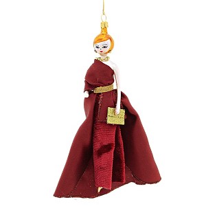 Italian Ornaments 6.5 Inch Eloise In Burgundy Velveteen Skirt Diva Shopping Ladies Style 5Th Avenue Tree Ornaments - 1 of 3