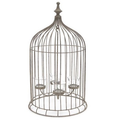 Melrose 23" Rustic Antique-Style Bird Cage 4-Tea Light Candle Holder