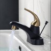 WOWOW 4 in. Centerset Single-Handle Low Arc Bathroom Faucet with Drain Kit Included in Brushed Nickel - 3 of 4