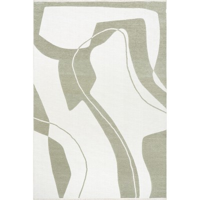 Sevyn Green and White Abstract Reversible 4' x 6' Area Rug