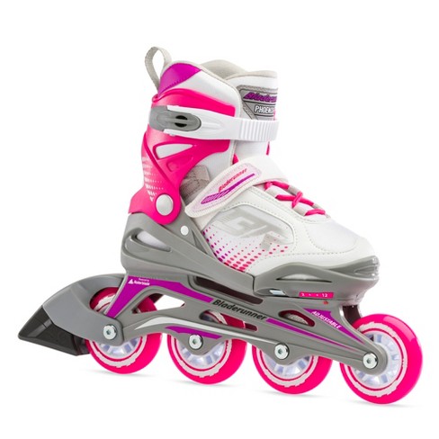 Rollerblade Bladerunner Phoenix Kids Outdoor Adjustable Roller Skates, 5 Thru 8, Pink/white Target