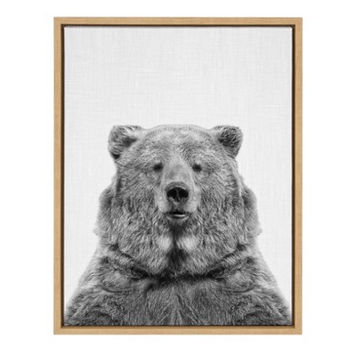 18" x 24" Sylvie Bear Framed Canvas by Simon Te Tai Natural - Kate and Laurel