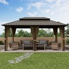 YARDSIGHT Hardtop Patio Gazebo with Aluminum Frame, Double Roof Canopy, Curtains & Netting, All-Weather Shelter for Backyard & Garden - 2 of 4